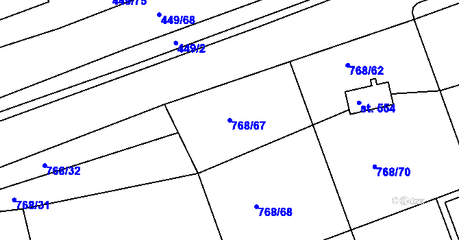 Parcela st. 768/67 v KÚ Merklín u Přeštic, Katastrální mapa