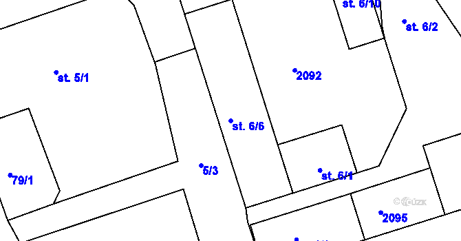 Parcela st. 6/6 v KÚ Merklín u Přeštic, Katastrální mapa