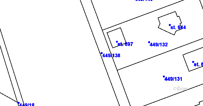 Parcela st. 449/138 v KÚ Merklín u Přeštic, Katastrální mapa