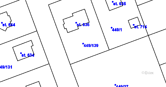 Parcela st. 449/139 v KÚ Merklín u Přeštic, Katastrální mapa