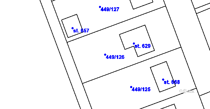 Parcela st. 449/126 v KÚ Merklín u Přeštic, Katastrální mapa