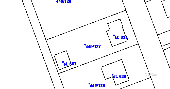 Parcela st. 449/127 v KÚ Merklín u Přeštic, Katastrální mapa