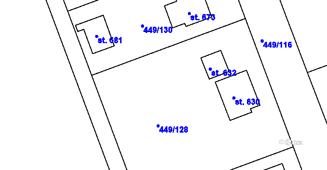 Parcela st. 449/129 v KÚ Merklín u Přeštic, Katastrální mapa