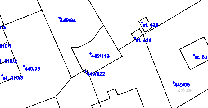 Parcela st. 2106 v KÚ Merklín u Přeštic, Katastrální mapa