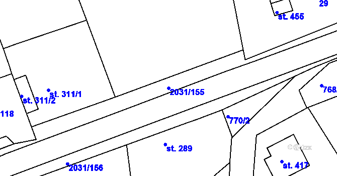 Parcela st. 2031/155 v KÚ Merklín u Přeštic, Katastrální mapa
