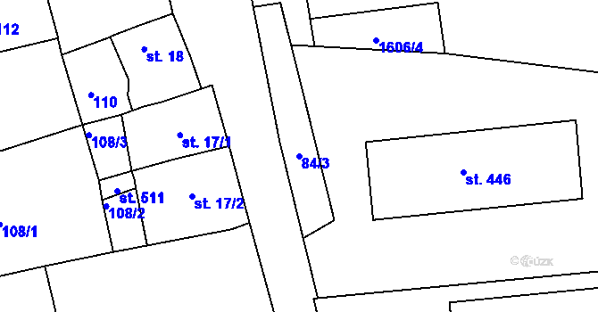 Parcela st. 84/3 v KÚ Merklín u Přeštic, Katastrální mapa