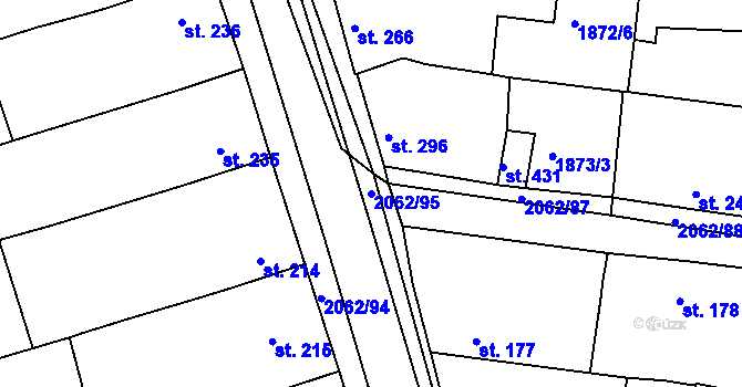 Parcela st. 2062/95 v KÚ Merklín u Přeštic, Katastrální mapa