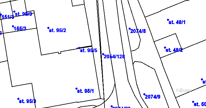 Parcela st. 2054/128 v KÚ Merklín u Přeštic, Katastrální mapa