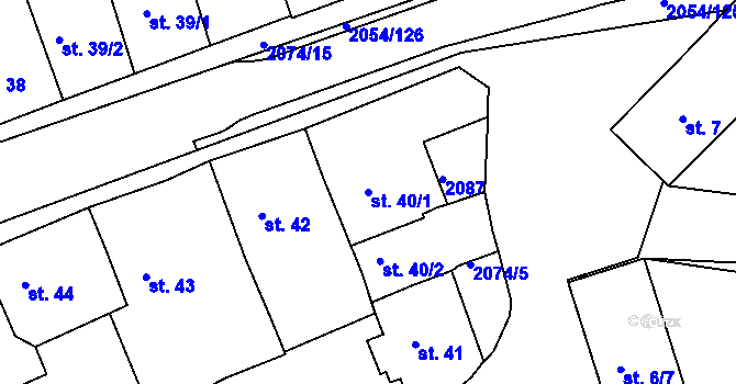 Parcela st. 40/1 v KÚ Merklín u Přeštic, Katastrální mapa