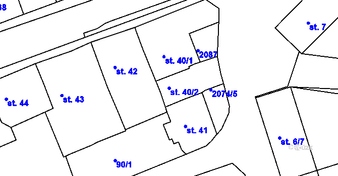Parcela st. 40/2 v KÚ Merklín u Přeštic, Katastrální mapa