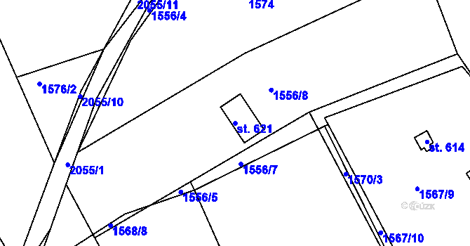 Parcela st. 621 v KÚ Merklín u Přeštic, Katastrální mapa