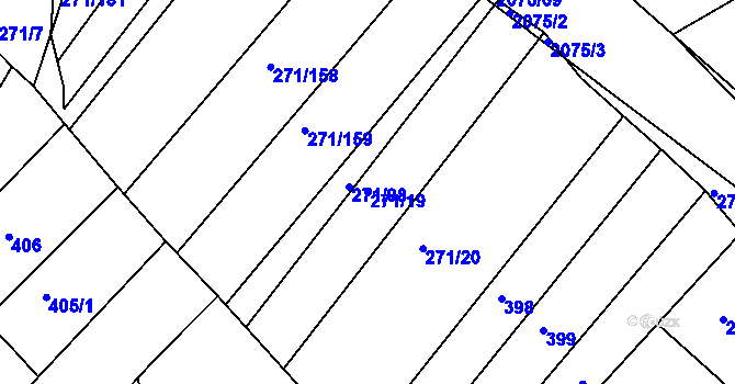 Parcela st. 271/19 v KÚ Merklín u Přeštic, Katastrální mapa