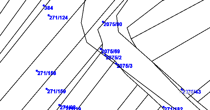Parcela st. 2075/2 v KÚ Merklín u Přeštic, Katastrální mapa