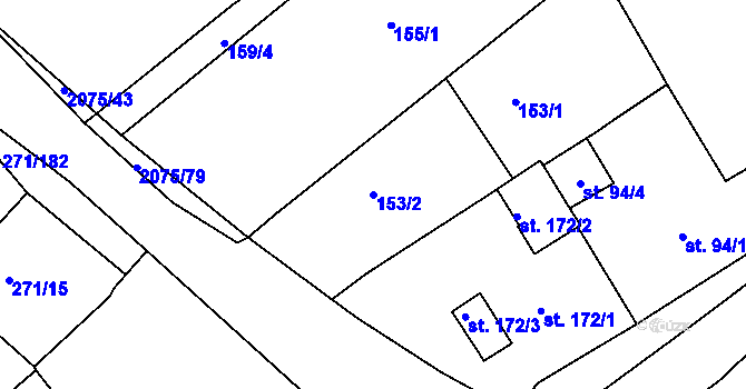 Parcela st. 153/2 v KÚ Merklín u Přeštic, Katastrální mapa