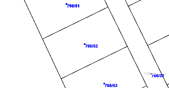Parcela st. 766/52 v KÚ Merklín u Přeštic, Katastrální mapa