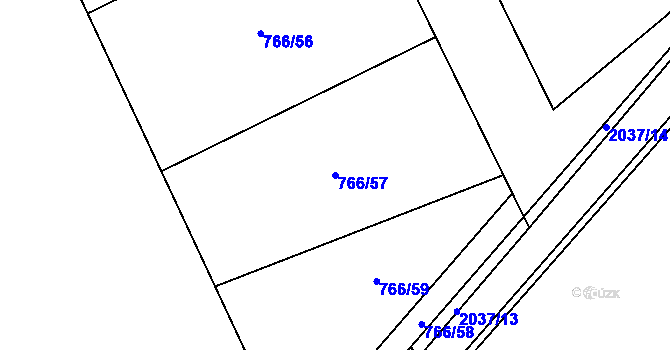 Parcela st. 766/57 v KÚ Merklín u Přeštic, Katastrální mapa