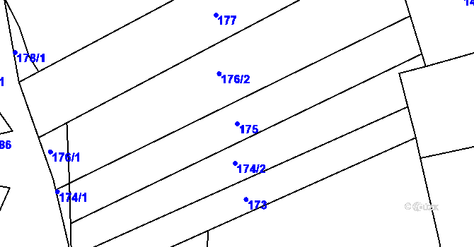 Parcela st. 175 v KÚ Merklín u Přeštic, Katastrální mapa
