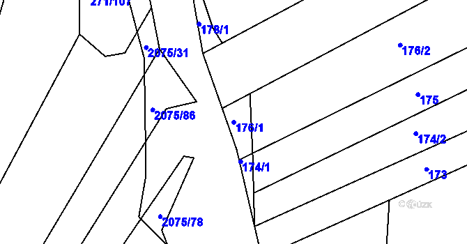 Parcela st. 176/1 v KÚ Merklín u Přeštic, Katastrální mapa