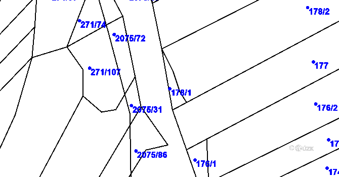 Parcela st. 178/1 v KÚ Merklín u Přeštic, Katastrální mapa
