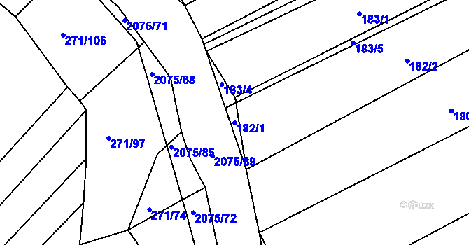 Parcela st. 182/1 v KÚ Merklín u Přeštic, Katastrální mapa