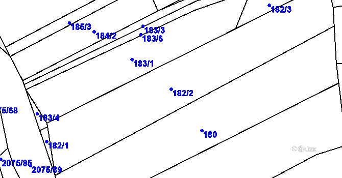 Parcela st. 182/2 v KÚ Merklín u Přeštic, Katastrální mapa