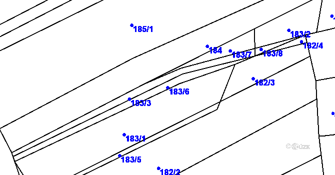 Parcela st. 183/6 v KÚ Merklín u Přeštic, Katastrální mapa