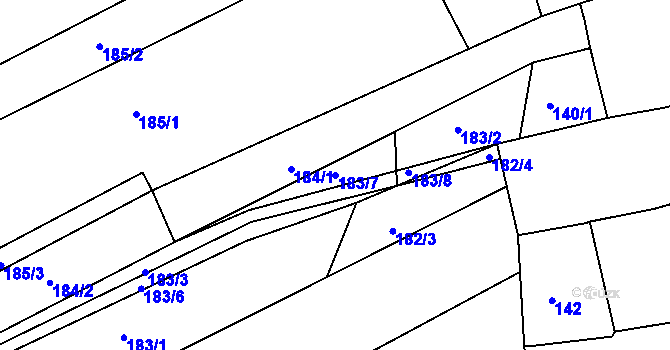 Parcela st. 183/7 v KÚ Merklín u Přeštic, Katastrální mapa