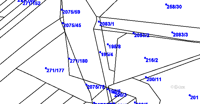 Parcela st. 195/4 v KÚ Merklín u Přeštic, Katastrální mapa