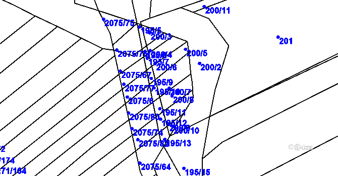 Parcela st. 200/7 v KÚ Merklín u Přeštic, Katastrální mapa