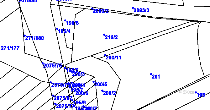 Parcela st. 200/11 v KÚ Merklín u Přeštic, Katastrální mapa