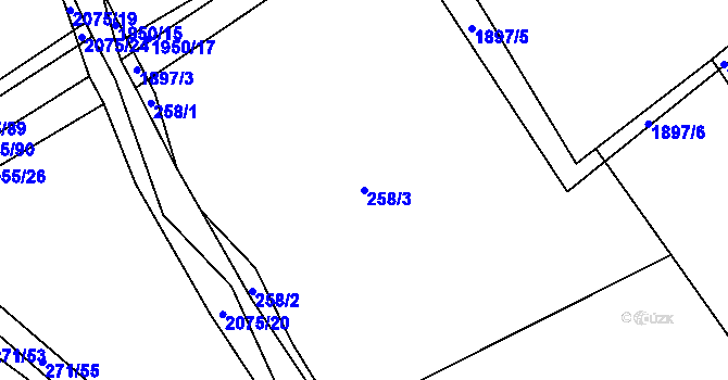 Parcela st. 258/3 v KÚ Merklín u Přeštic, Katastrální mapa