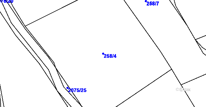 Parcela st. 258/4 v KÚ Merklín u Přeštic, Katastrální mapa