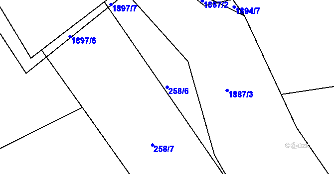 Parcela st. 258/6 v KÚ Merklín u Přeštic, Katastrální mapa