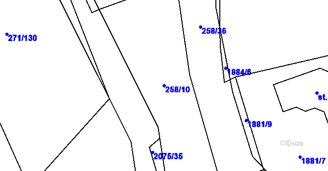 Parcela st. 258/10 v KÚ Merklín u Přeštic, Katastrální mapa