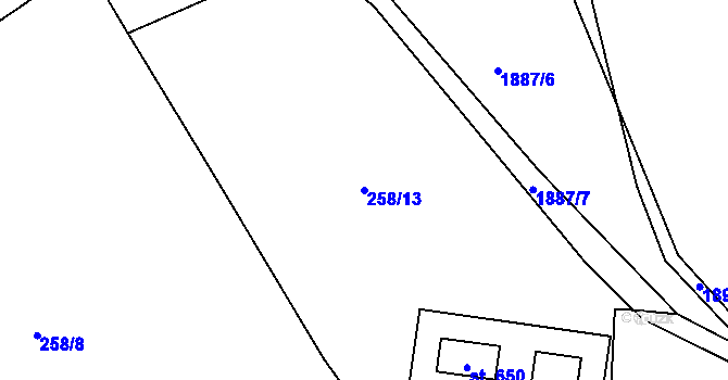 Parcela st. 258/13 v KÚ Merklín u Přeštic, Katastrální mapa