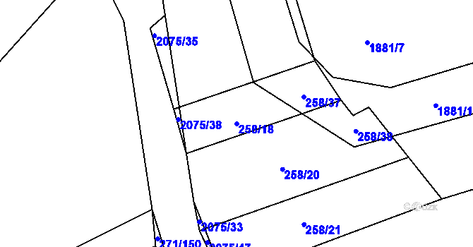 Parcela st. 258/18 v KÚ Merklín u Přeštic, Katastrální mapa
