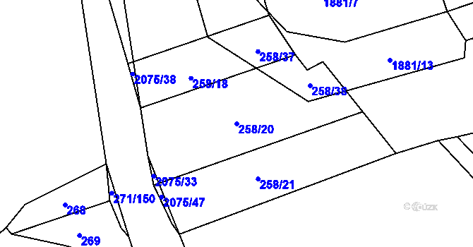 Parcela st. 258/20 v KÚ Merklín u Přeštic, Katastrální mapa