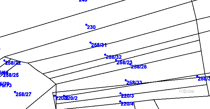 Parcela st. 258/32 v KÚ Merklín u Přeštic, Katastrální mapa