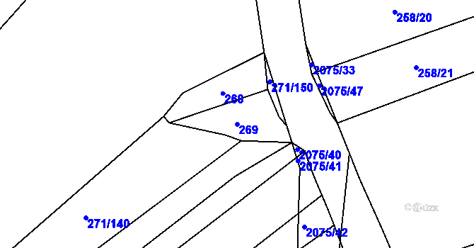 Parcela st. 269 v KÚ Merklín u Přeštic, Katastrální mapa