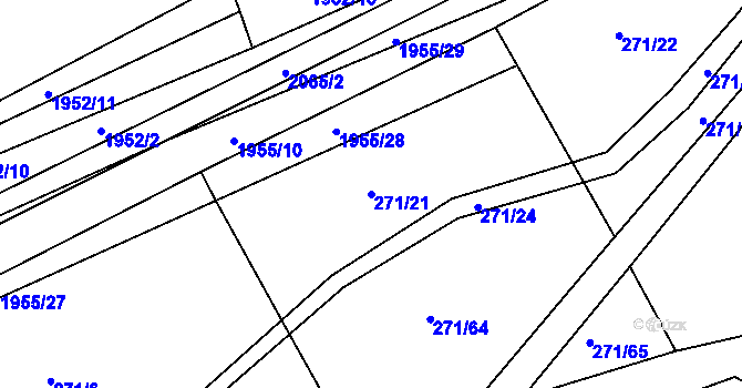Parcela st. 271/21 v KÚ Merklín u Přeštic, Katastrální mapa