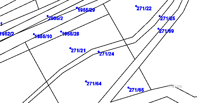 Parcela st. 271/24 v KÚ Merklín u Přeštic, Katastrální mapa