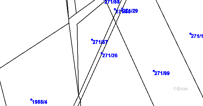 Parcela st. 271/26 v KÚ Merklín u Přeštic, Katastrální mapa