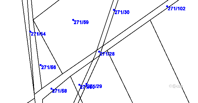 Parcela st. 271/28 v KÚ Merklín u Přeštic, Katastrální mapa