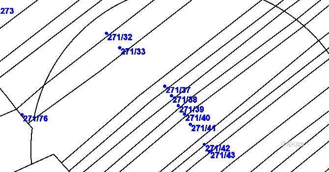 Parcela st. 271/37 v KÚ Merklín u Přeštic, Katastrální mapa