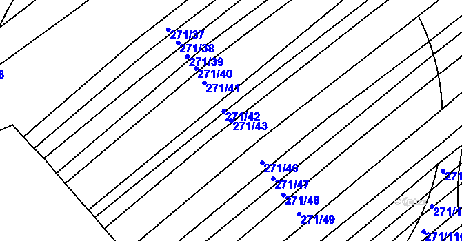 Parcela st. 271/43 v KÚ Merklín u Přeštic, Katastrální mapa