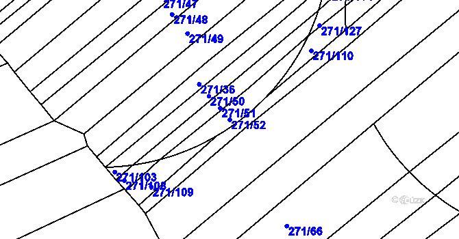 Parcela st. 271/52 v KÚ Merklín u Přeštic, Katastrální mapa