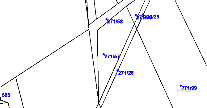 Parcela st. 271/57 v KÚ Merklín u Přeštic, Katastrální mapa