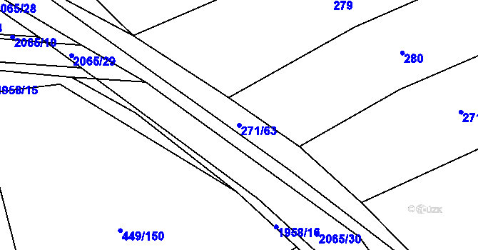 Parcela st. 271/63 v KÚ Merklín u Přeštic, Katastrální mapa