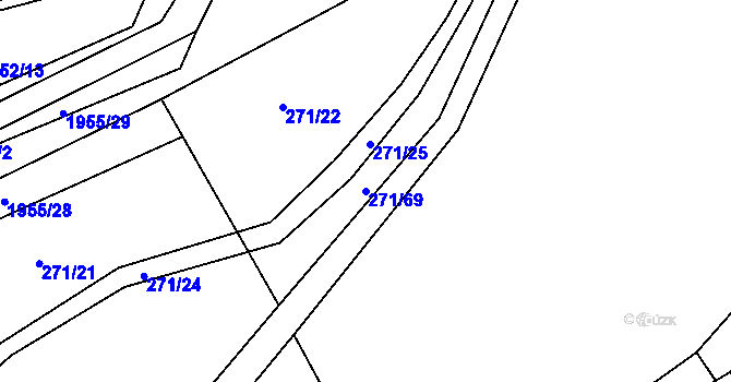 Parcela st. 271/69 v KÚ Merklín u Přeštic, Katastrální mapa
