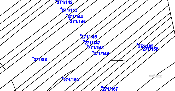 Parcela st. 271/148 v KÚ Merklín u Přeštic, Katastrální mapa